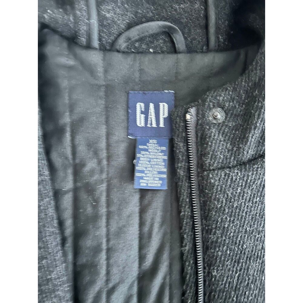 GAP Hooded Wool-Blend Coat – Black, Size Women's XS - Picture 3 of 3